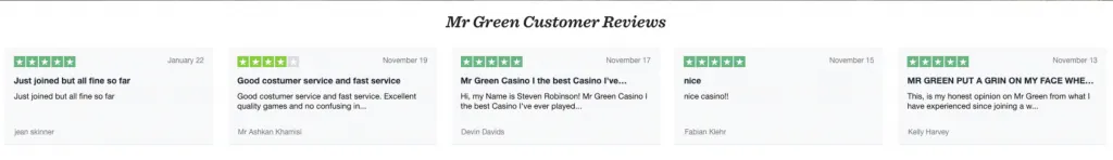 mr green testimonials